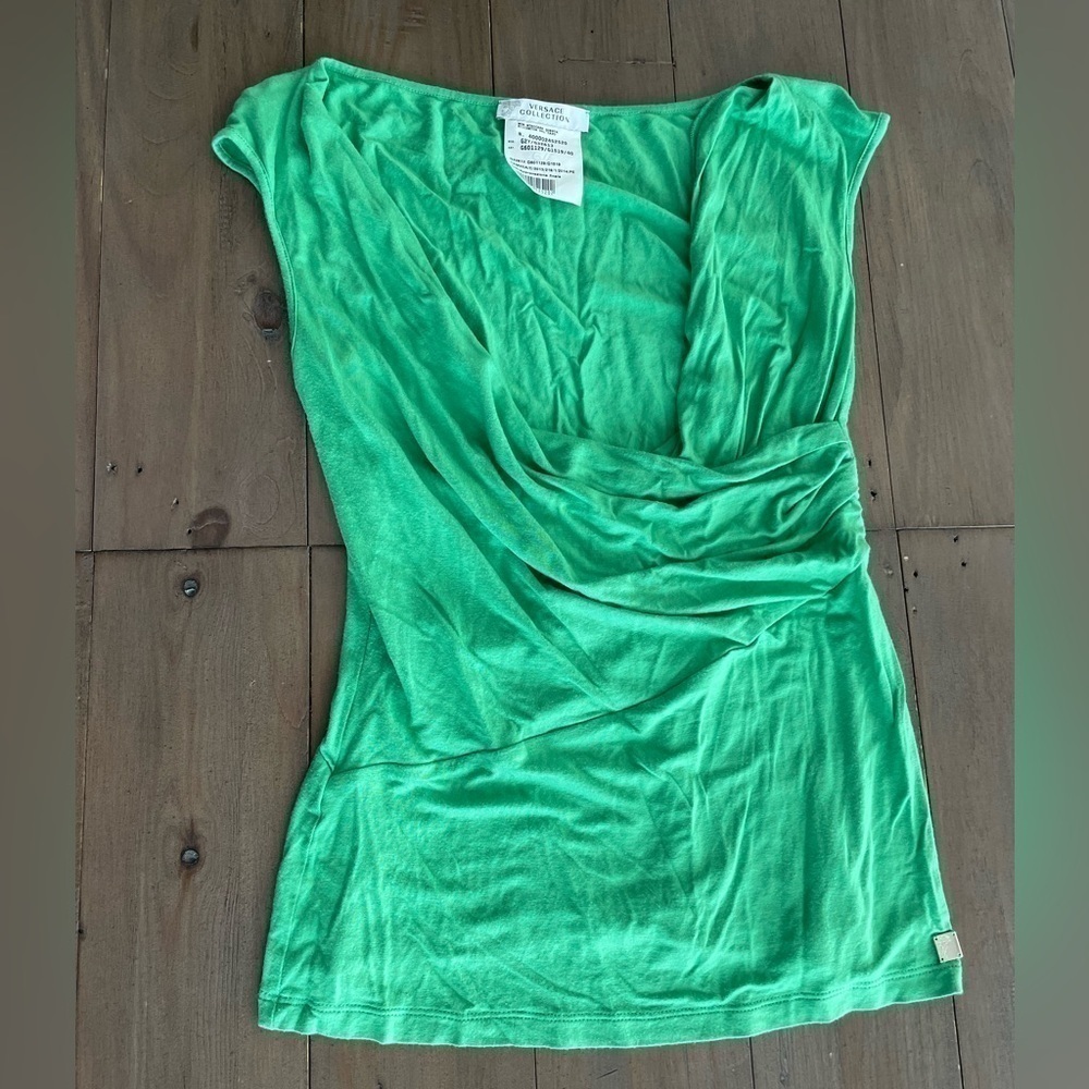 Versace Collection fluro green cotton blouse top